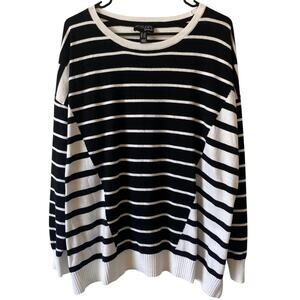 ATTITUDES BY RENEE NWOT Mixed Stripe Sweater Black White Size 2X Cozy Knit